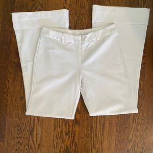 White flare leg cuffed dress pants